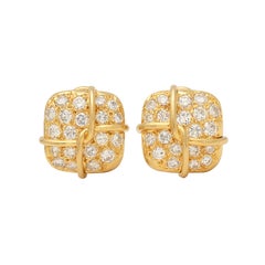 Jose Hess Diamond and 18 Karat Gold Earrings