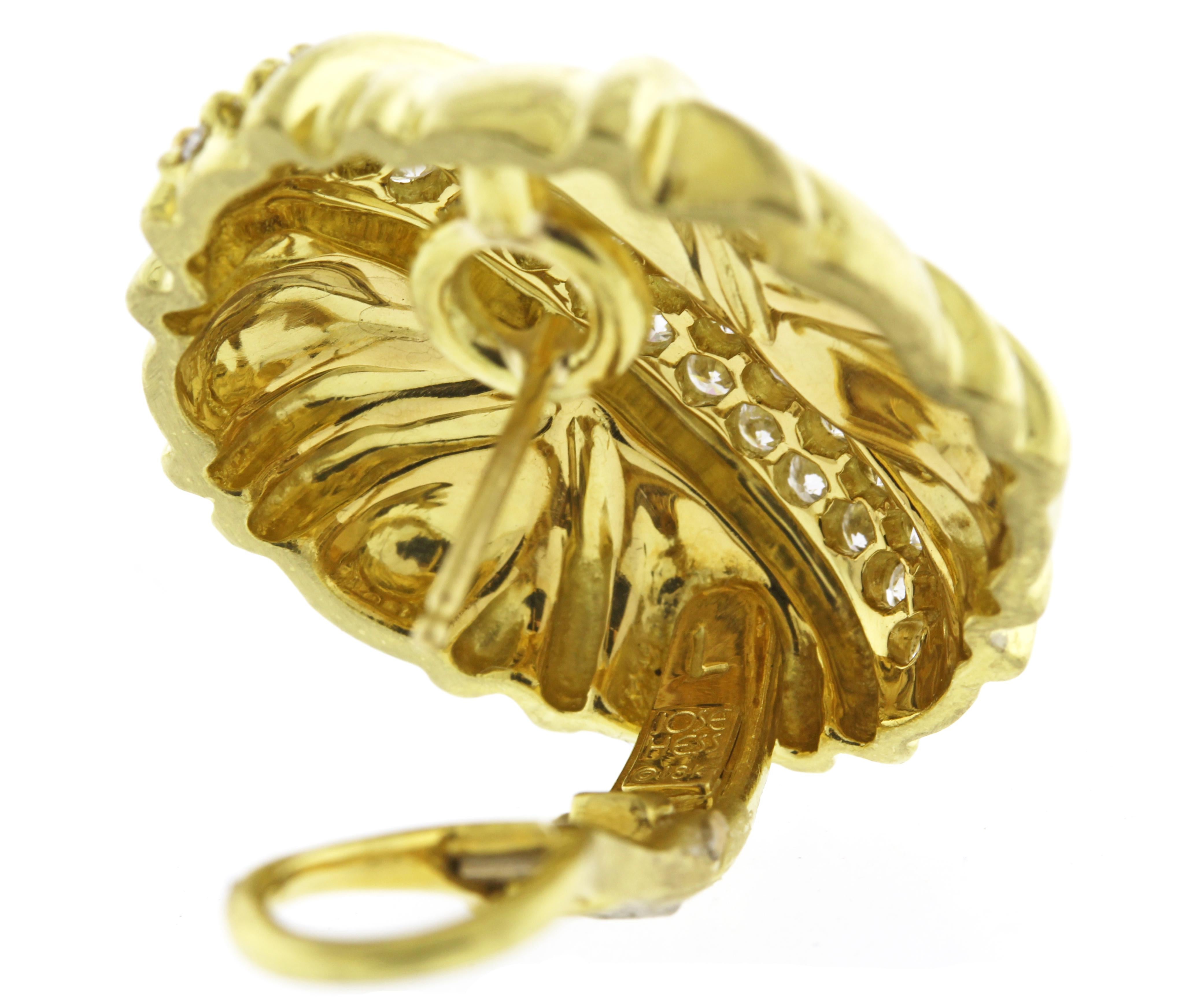Taille brillant Jose Hess Boucles d'oreilles en or et diamants en vente