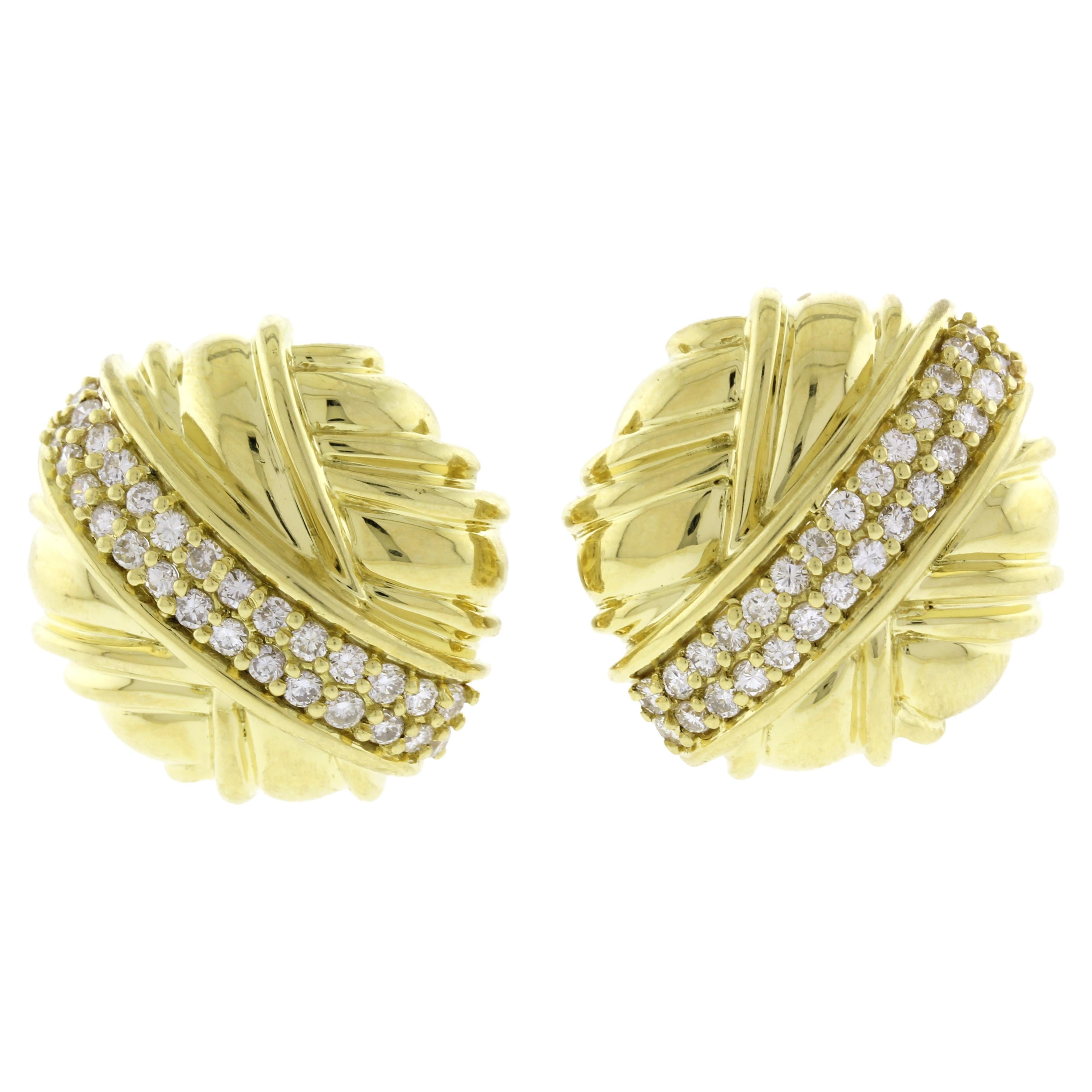 Jose Hess Diamond and Gold Earrings For Sale