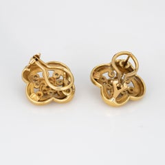 Jose Hess Pendientes de diamantes Vintage de oro amarillo de 18k Joyas con diseño de cuatrifolios
