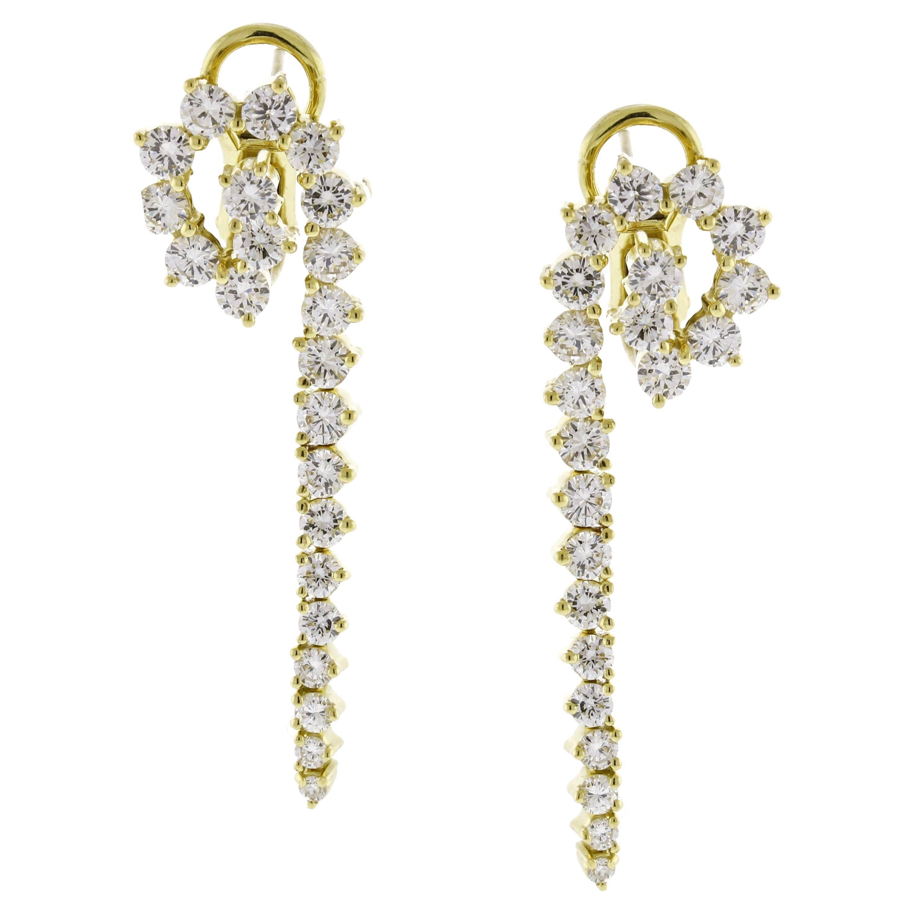 Jose Hess Diamond Spiral Drop Earrings For Sale