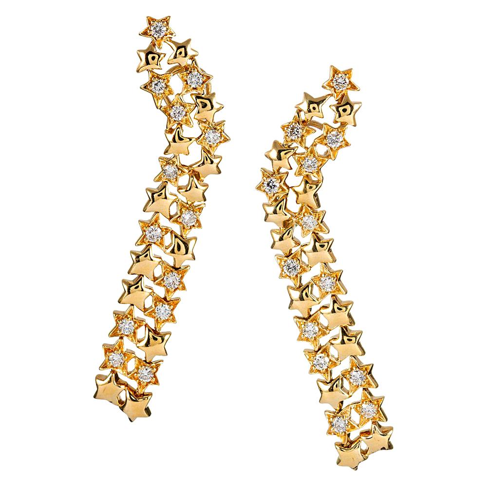 Jose Hess Diamond Star Cascade Earrings