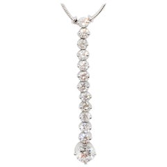 Jose Hess Estate White Diamond Drop Necklace in 18 Karat White Gold