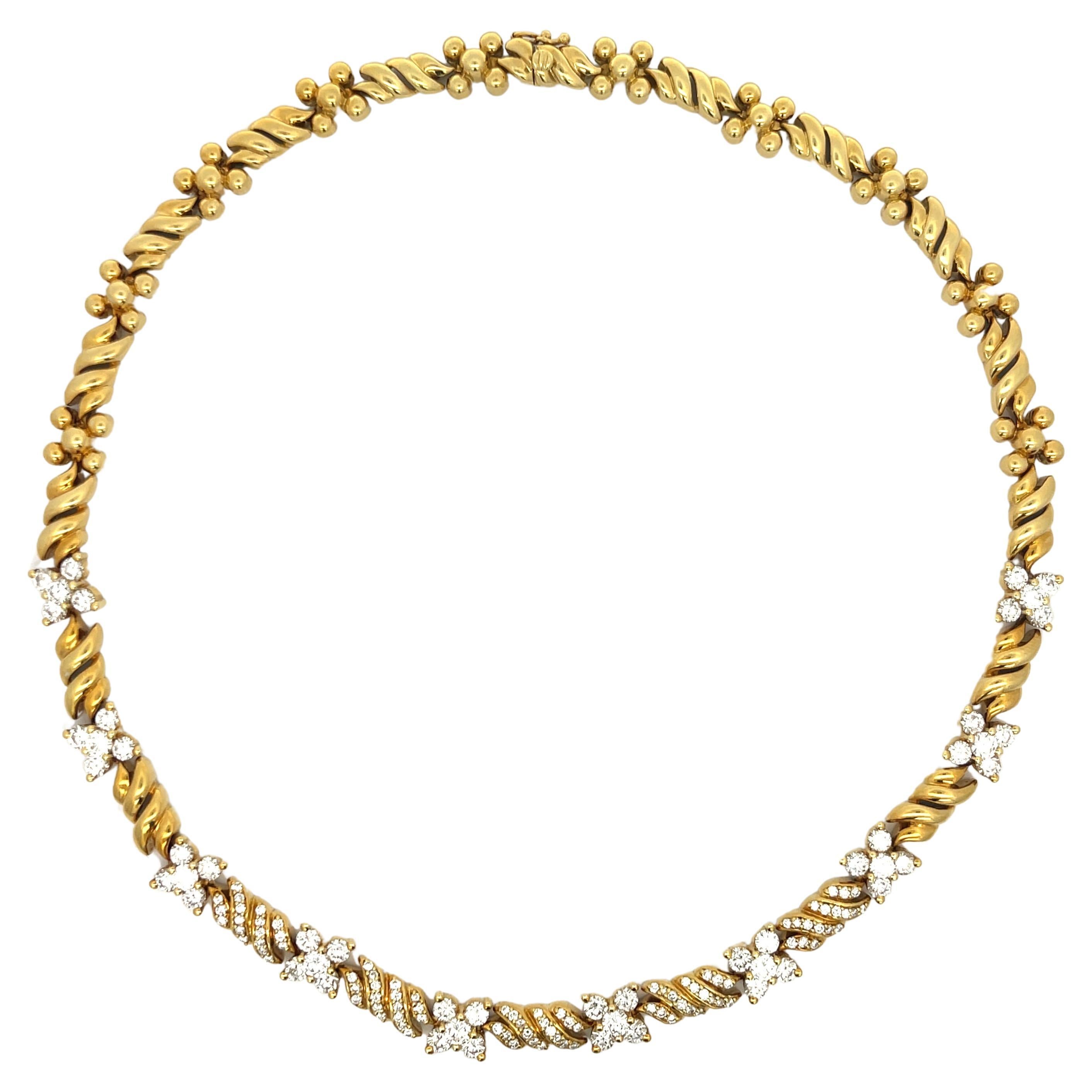 Jose Hess Floret 6,50 Karat Diamant-Halskette aus 18 Karat Gelbgold im Angebot