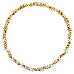 Vintage Jose Hess Floret 6.50ctw Diamond Necklace 18K Yellow Gold