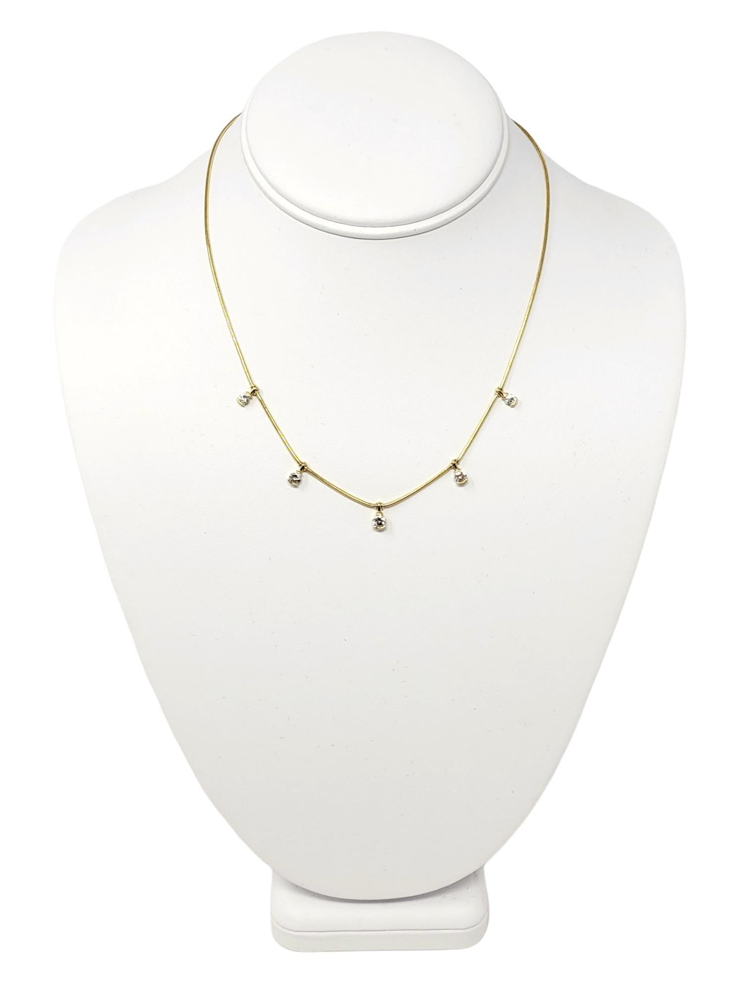 Contemporary Jose Hess 'Garden Lights' Round Diamond Station Necklace in 18 Karat Yellow Gold For Sale