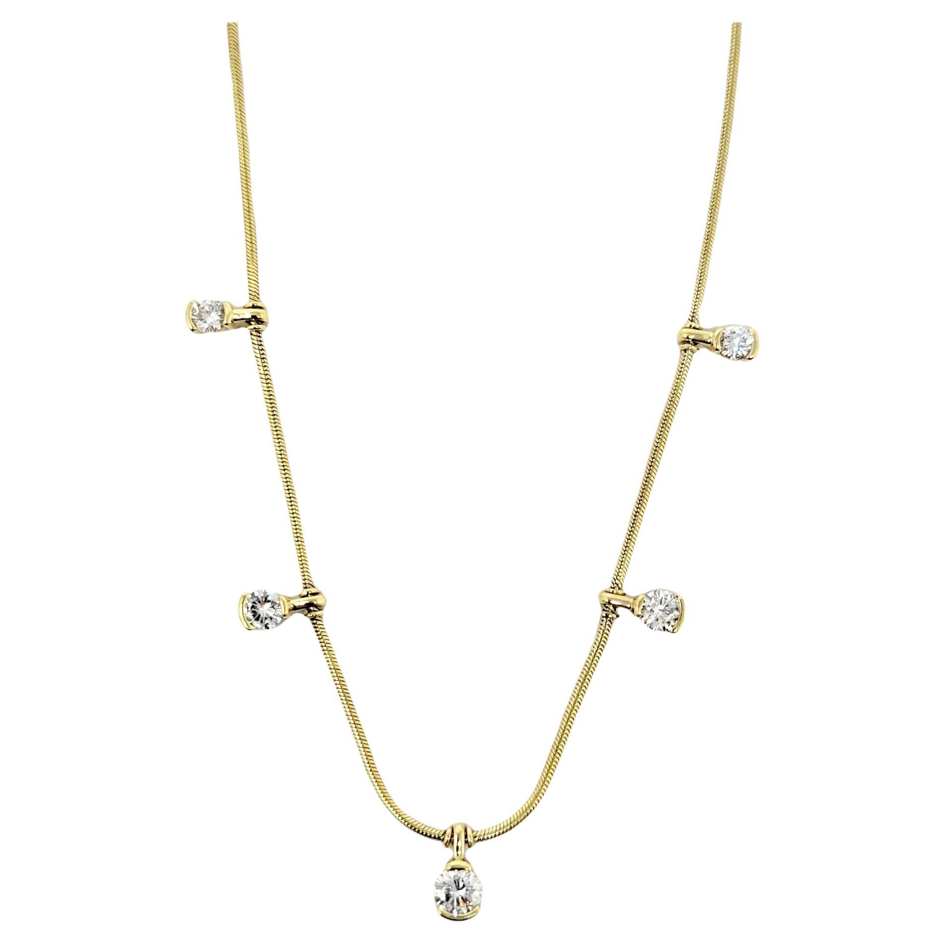 Jose Hess 'Garden Lights' Round Diamond Station Necklace in 18 Karat Yellow Gold For Sale