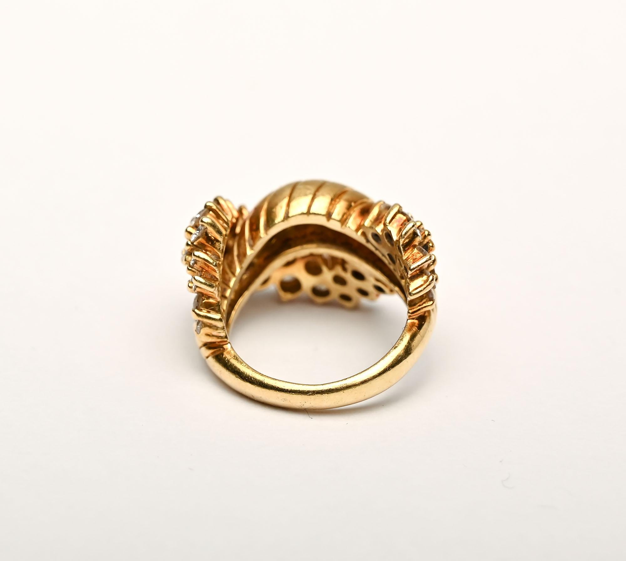 Modern Jose Hess Gold and Diamond Crossover Ring For Sale