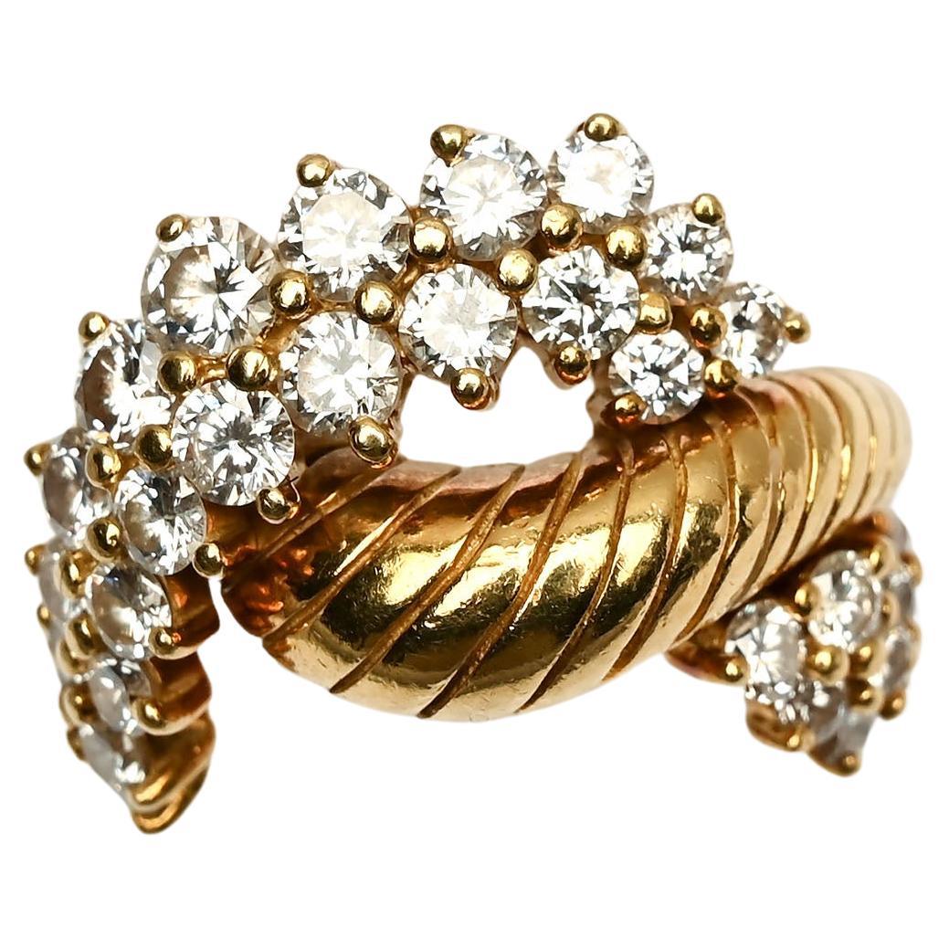 Cartier Diamond Gold Crossover Ring at 1stDibs | crossover ring gold ...