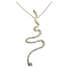 Jose Hess Gold Diamond Squiggle Pendant Necklace