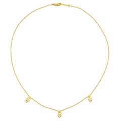 Jose Hess Gold Necklace with Floating Diamond Set of Heart Locks