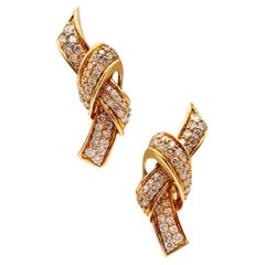 Jose Hess Knots Clip on Earrings in 18Kt Yellow Gold with 3.84 Ctw in Diamonds