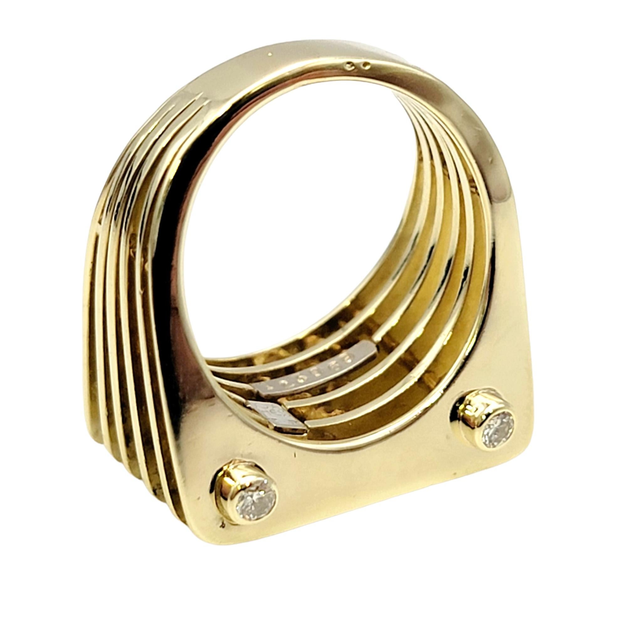 Jose Hess Modernist Musical Round Diamond Multi Row Yellow Gold Statement Ring  For Sale 4