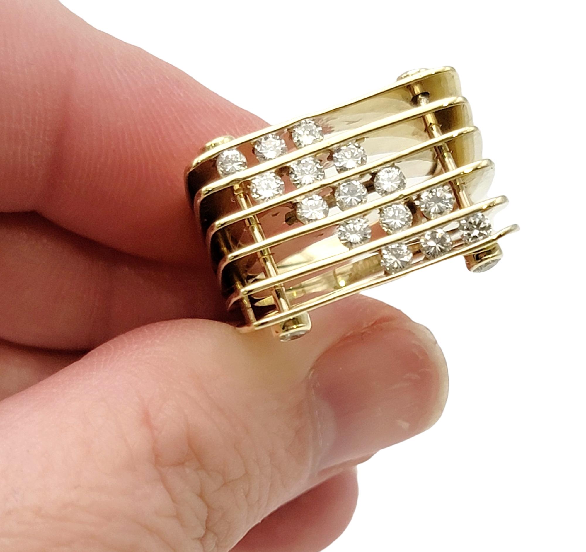 Jose Hess Modernist Musical Round Diamond Multi Row Yellow Gold Statement Ring  For Sale 9