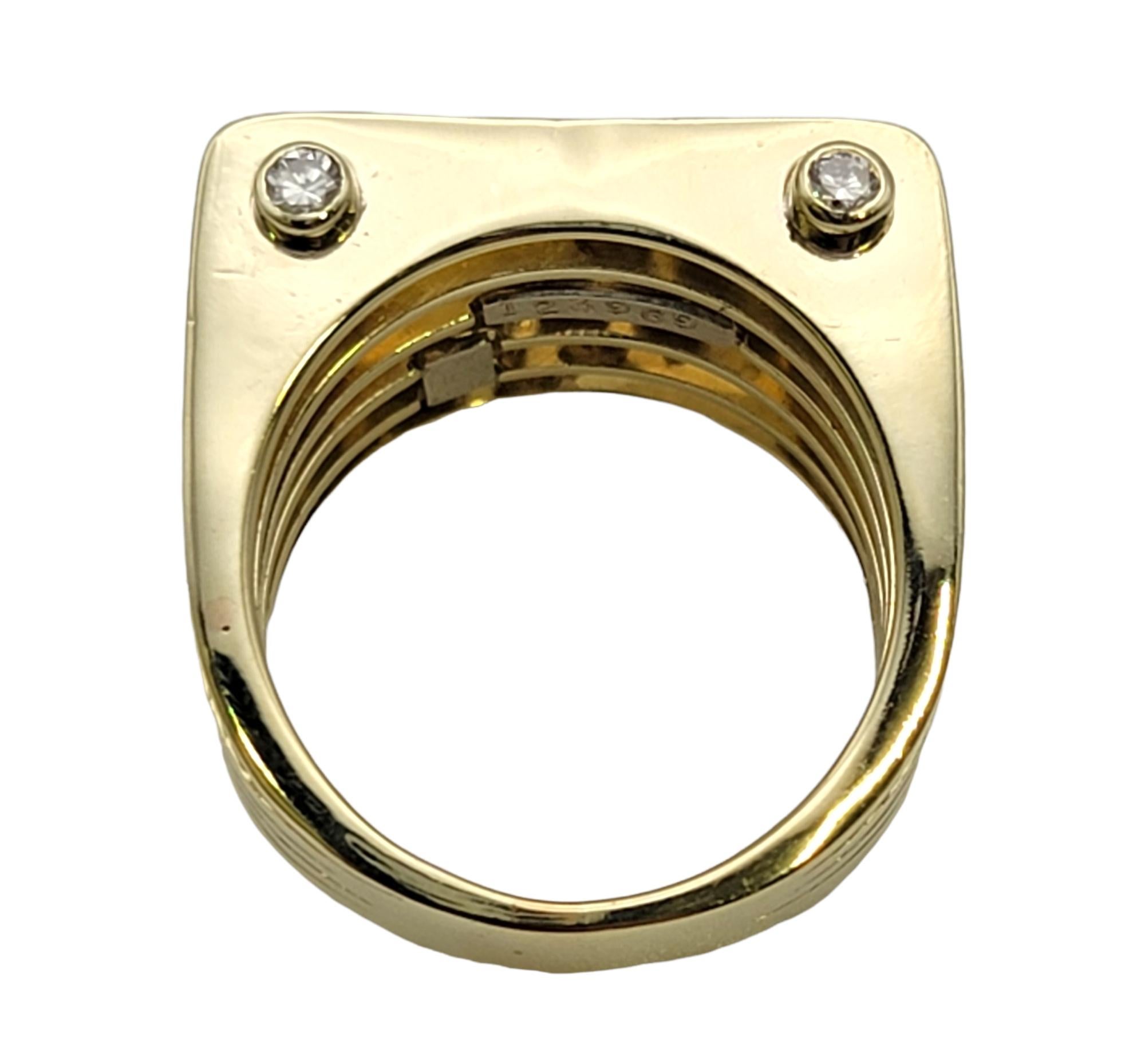 Jose Hess Modernist Musical Round Diamond Multi Row Yellow Gold Statement Ring  For Sale 3