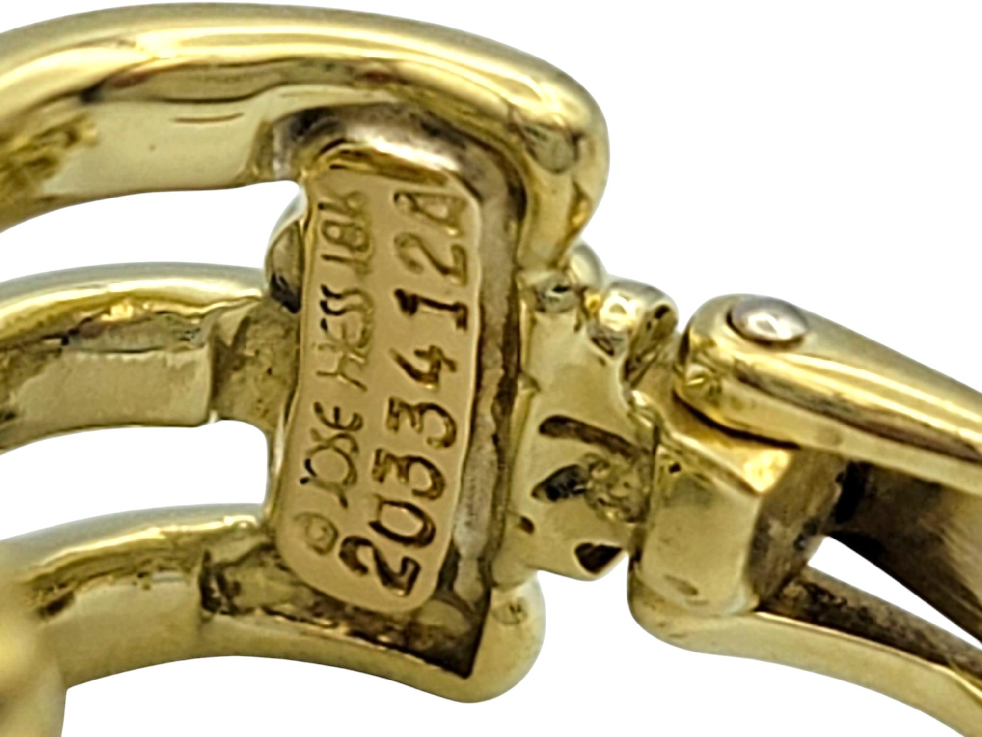 Jose Hess: 18 Karat Gelbgold J-Creolen-Ohrringe mit mehrreihigen runden Diamanten Damen im Angebot