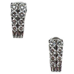 Jose Hess Round Brilliant Diamond 14 Karat White Gold J Hoop Earrings