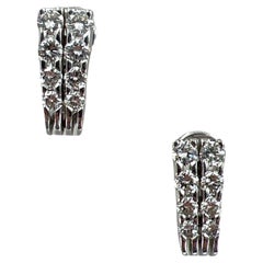 Jose Hess Boucles d'oreilles J en or blanc 14 carats avec diamants ronds et brillants