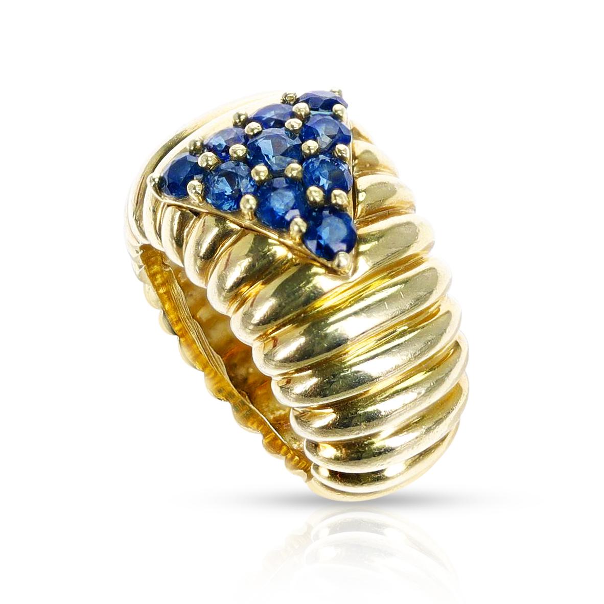 Women's or Men's Jose Hess Sapphire and Gold Statement Ring, 18k For Sale