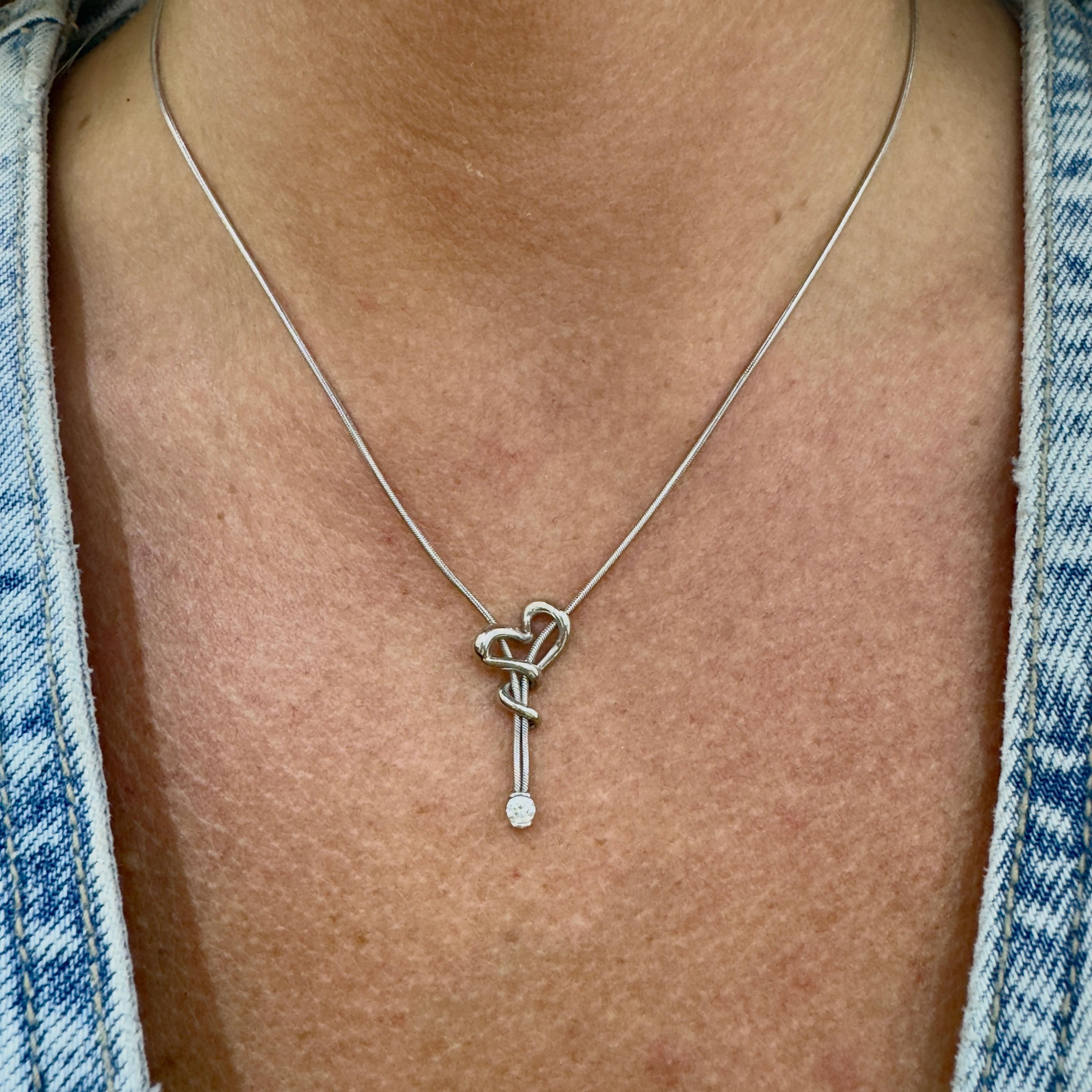 Jose Hess die Squiggle Collection 950 Platinum 0,15ct Round Diamond Halskette im Angebot 3