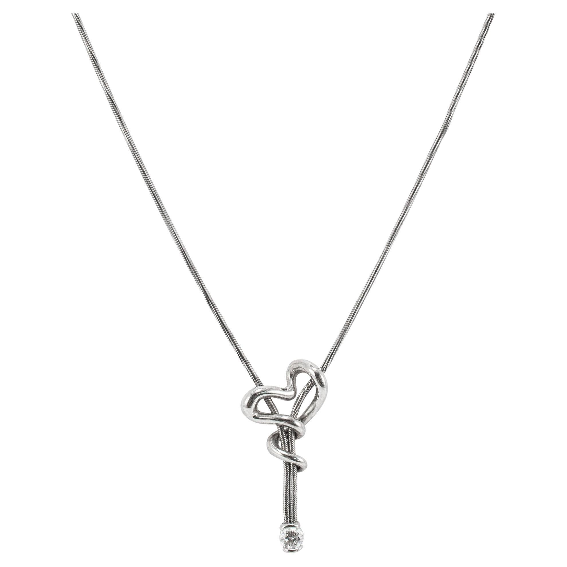 Jose Hess die Squiggle Collection 950 Platinum 0,15ct Round Diamond Halskette im Angebot