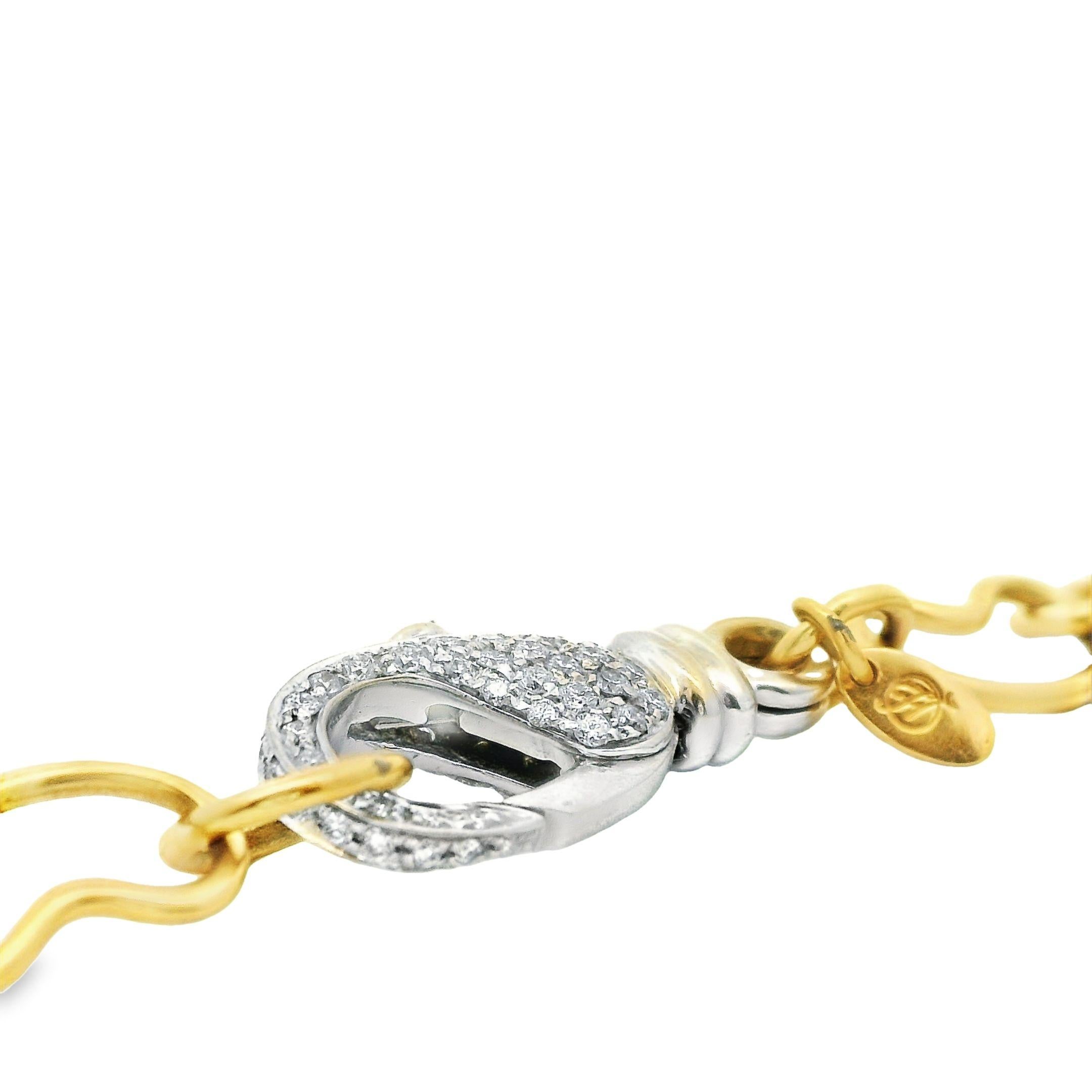 Women's Jose Hess Tri Color 18K Gold Dangling Diamond Necklace For Sale