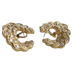 Jose Hess Pendientes vintage de oro de 18 quilates con clip de diamantes, 4,30 quilates