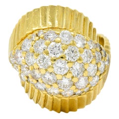 Jose Hess Vintage 2.90 Carats Pave Diamond 18 Karat Gold Cocktail Ring