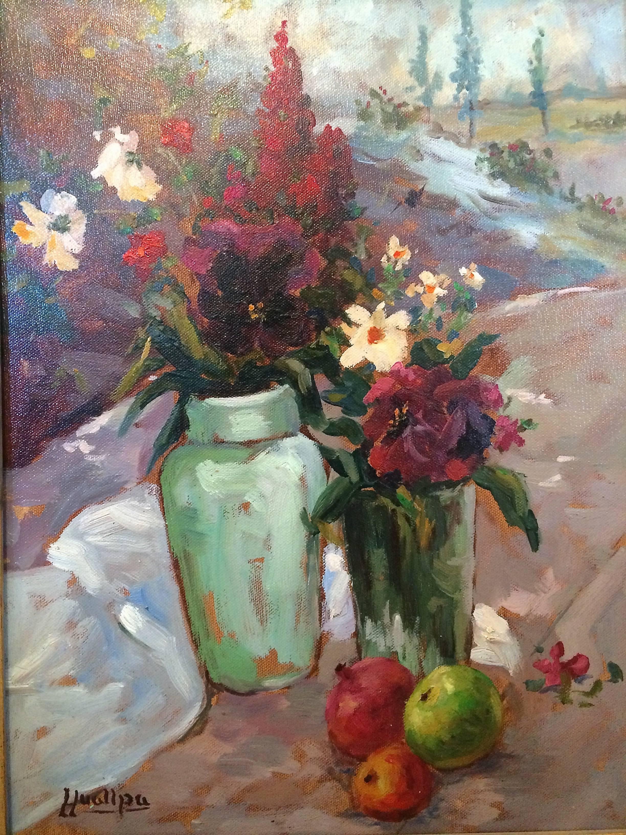 Still Life with Flowers  - Painting by Jose Huallapa