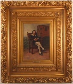 Antique "A Moment of Repose, 1884" 19th Century Oil on Wood Panel by José Jiménez Aranda