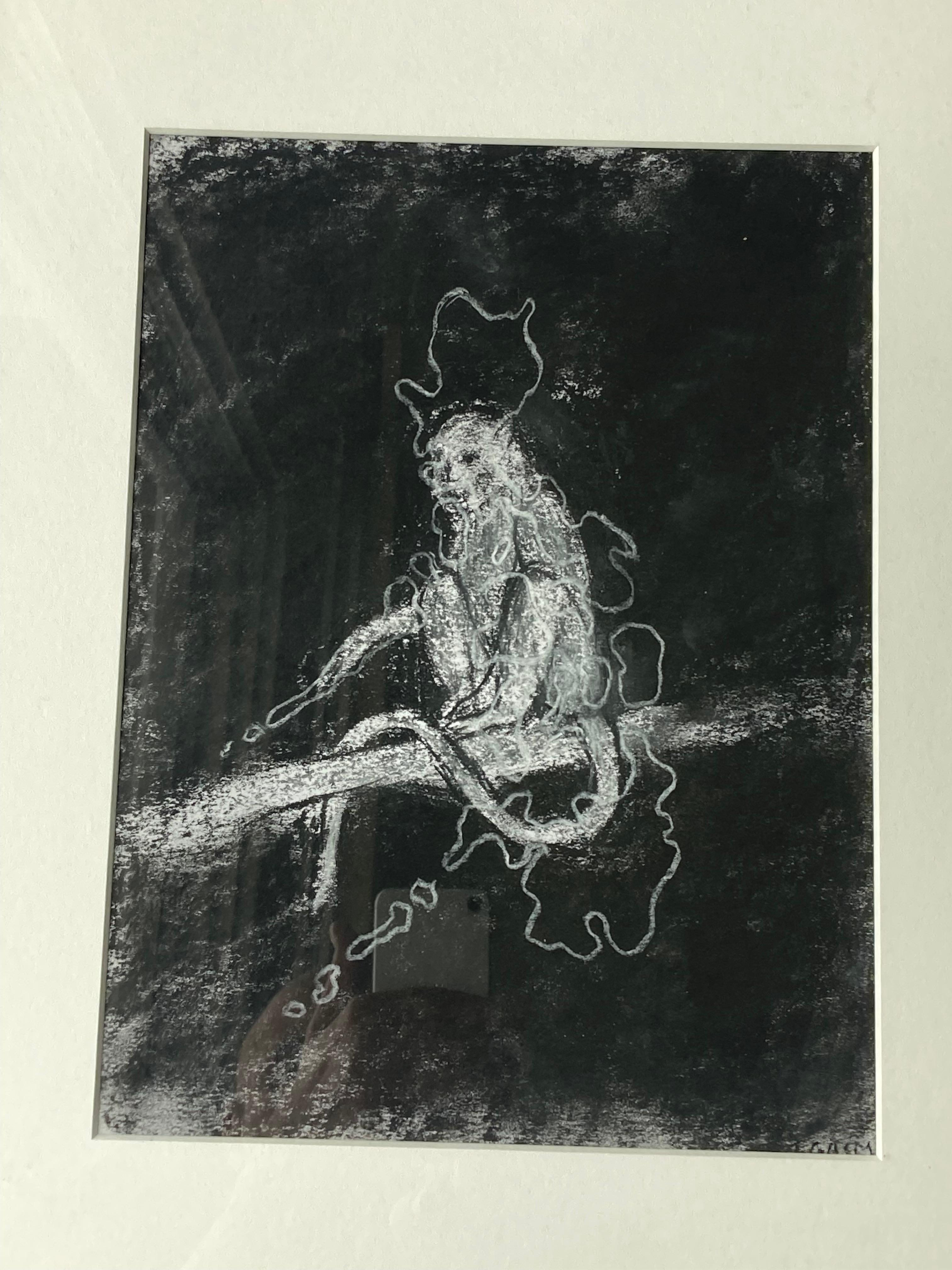 Drawing de Jose Legaspi « Jojo », fusain sur papier, encadré Bon état - En vente à Los Angeles, CA