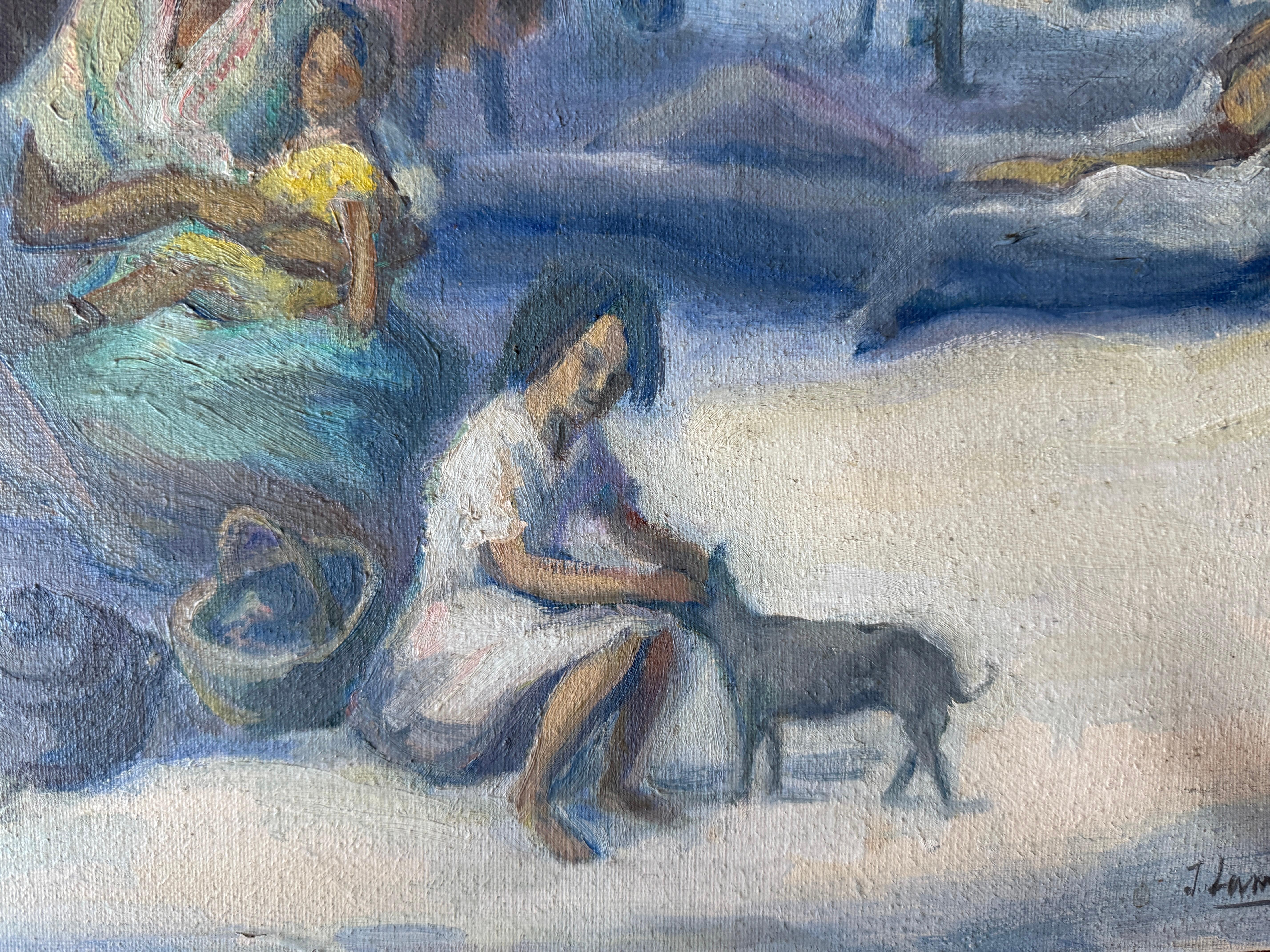 Spanische Zigeuner Öl auf Leinwand Gemälde (Fauvismus), Painting, von Jose Lamuño