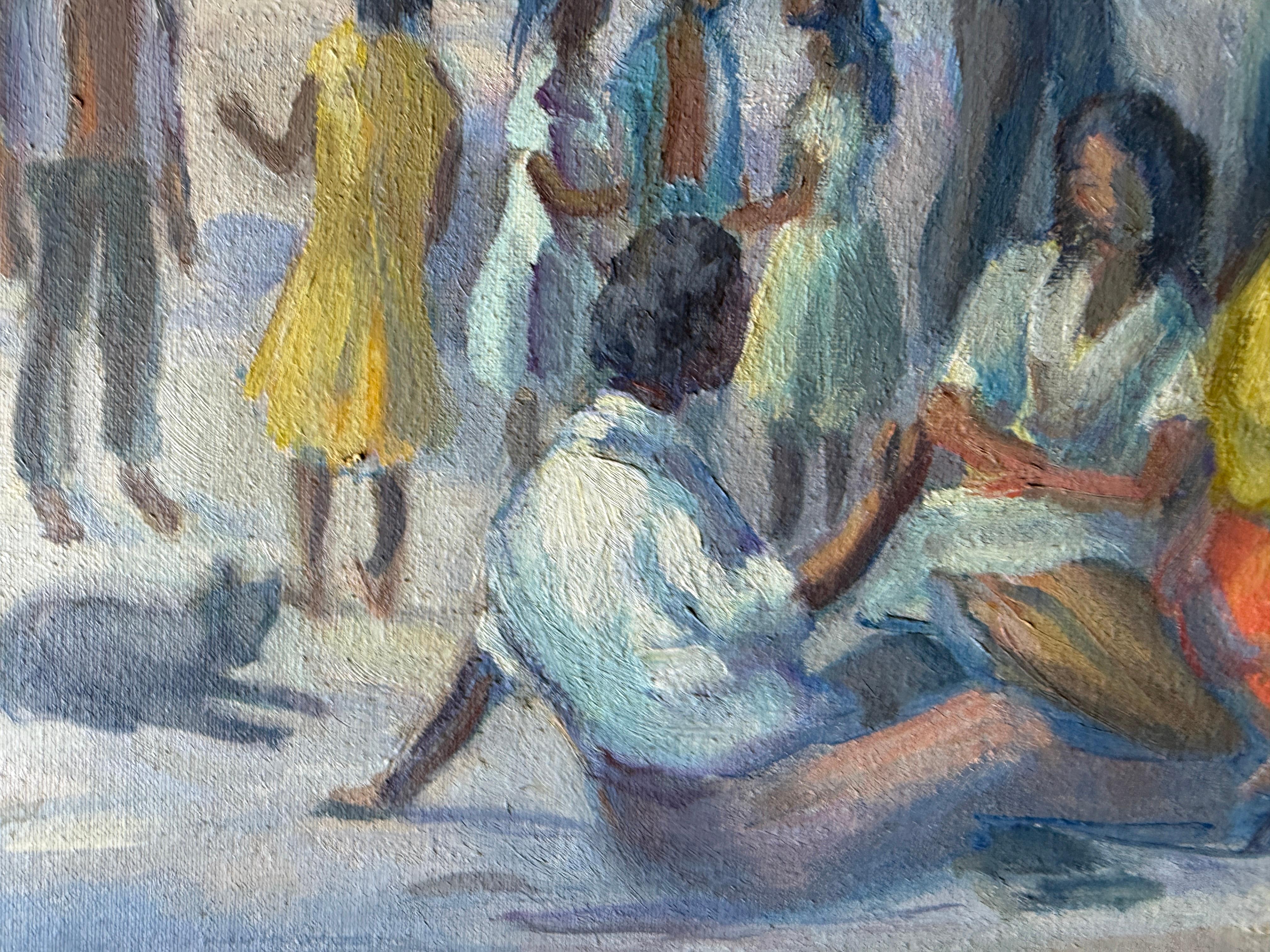 Titel: Spanische Zigeuner
Künstler: José Lamuño García
Medium: Öl auf Leinwand
Abmessungen: 60 x 73 cm (23,6 x 28,7 Zoll)
Unterlage: Ungerahmte Leinwand auf Original-Keilrahmen
Unterschrift: Signiert unten rechts: J. Lamuño
Inschrift auf der