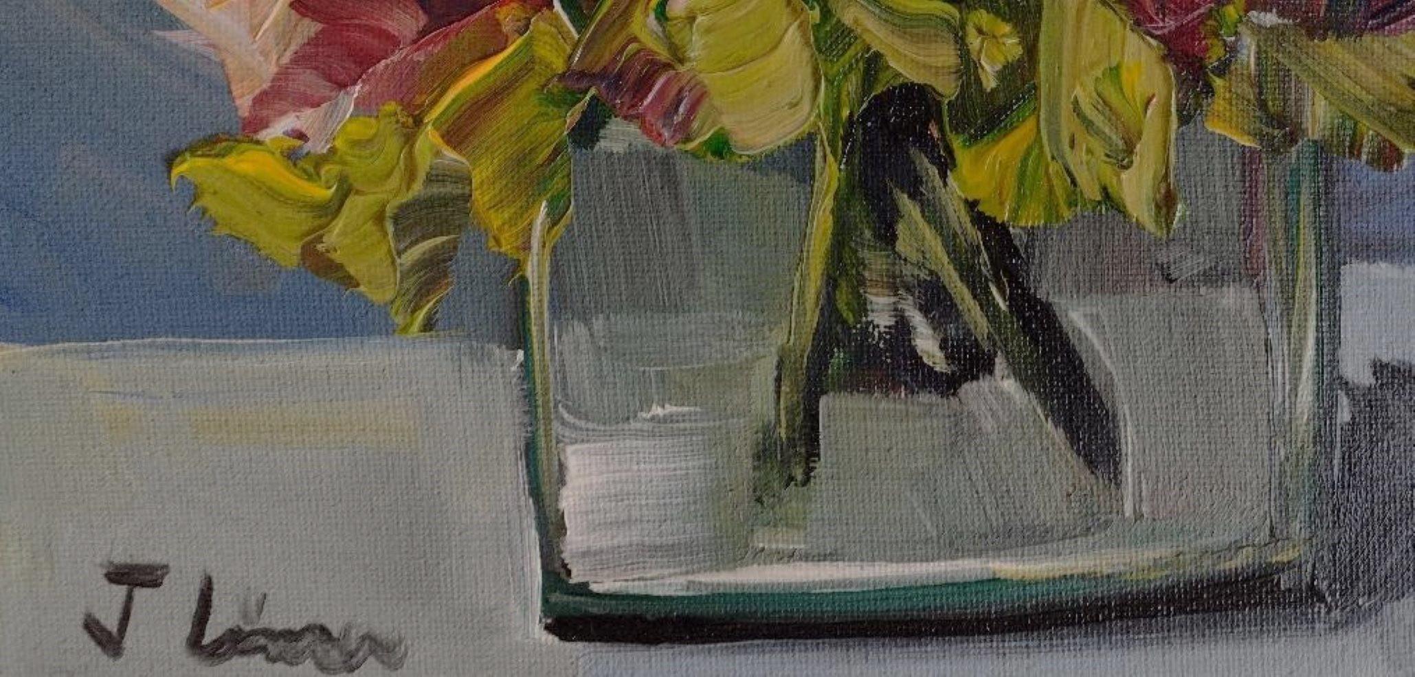 Vase of Flowers I - Original Impressionist Oil on Canvas 2022 For Sale 1