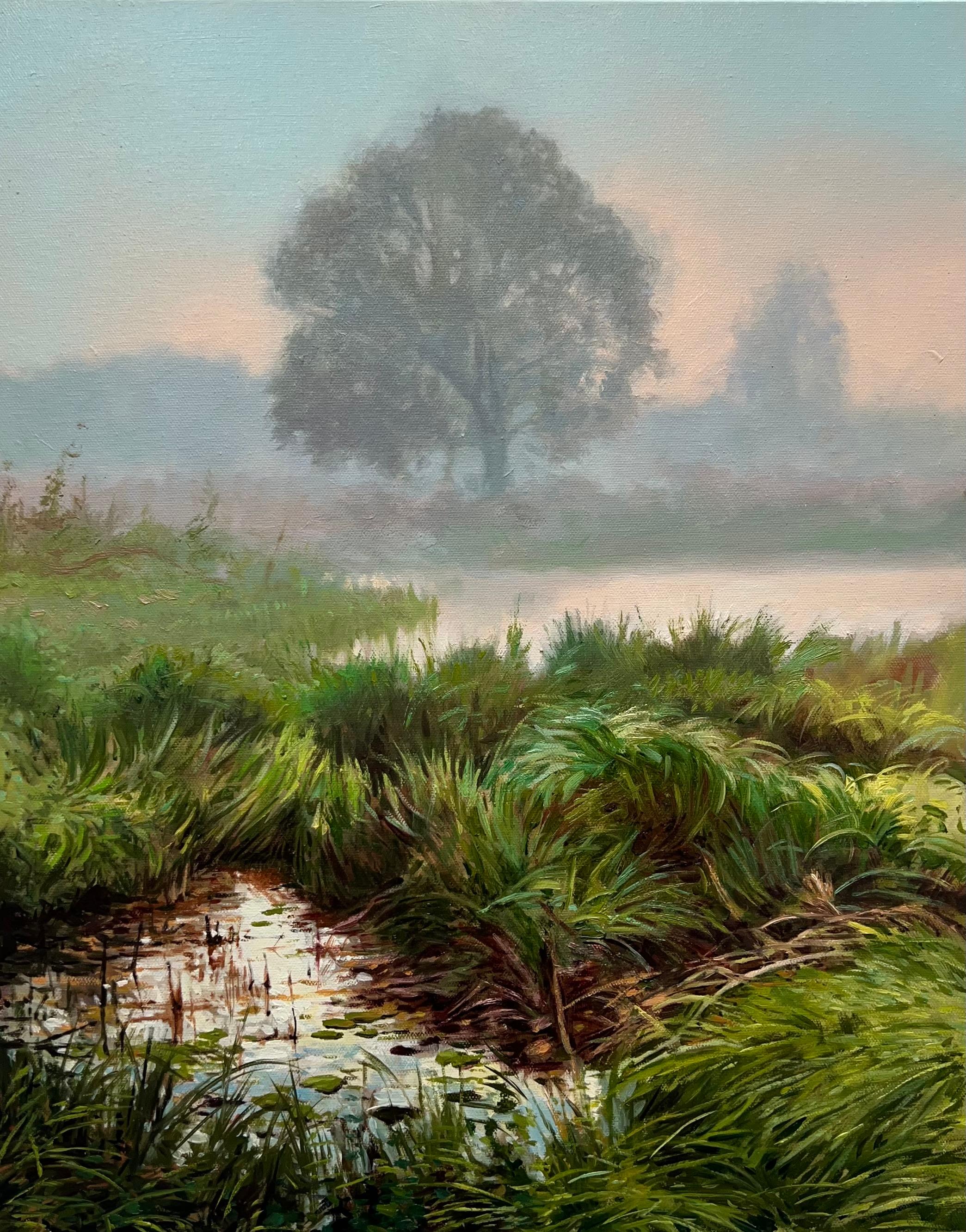 Sunrise in the Wetland, Oil Painting - Art by Jose Luis Bermudez
