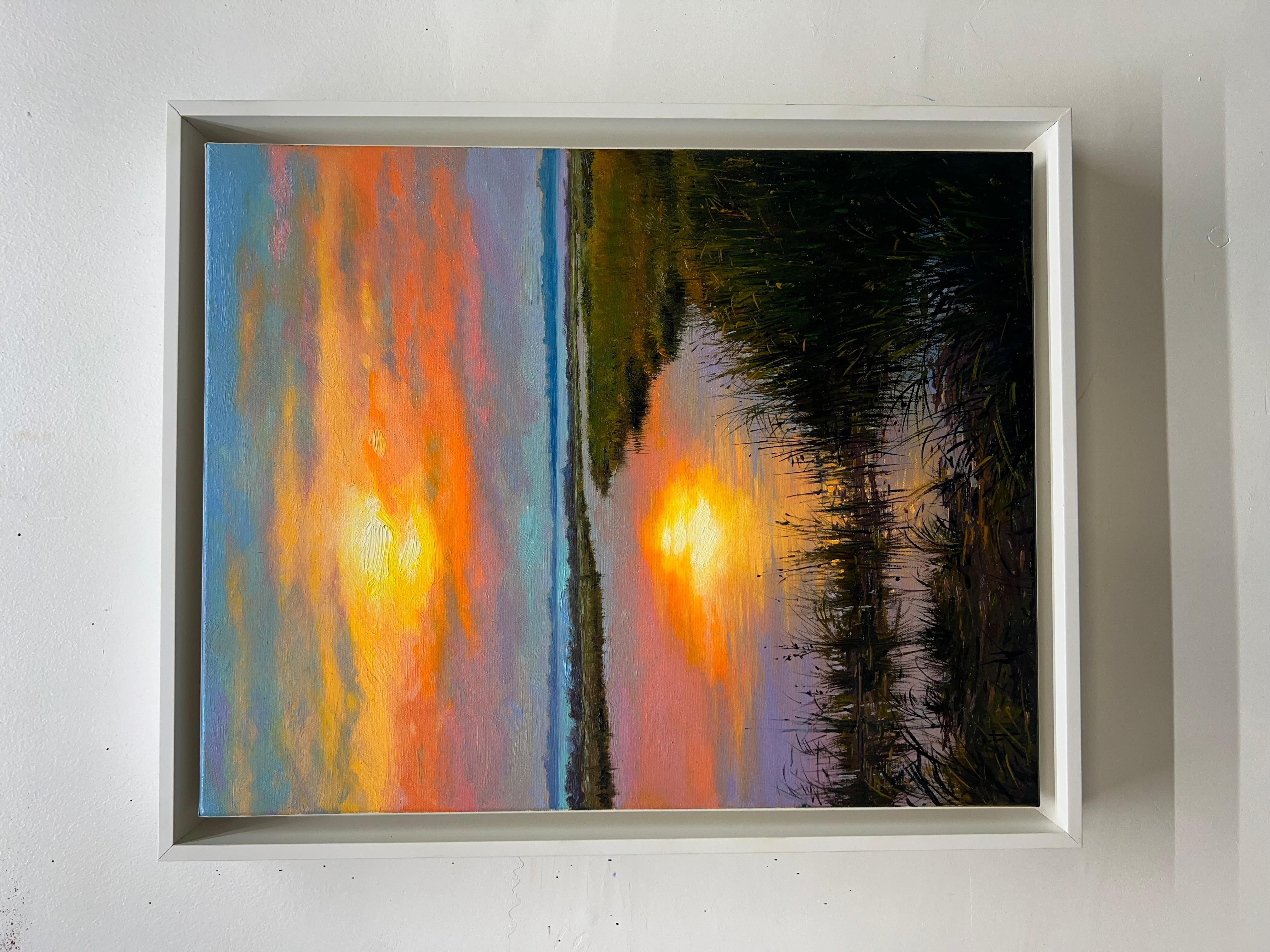 Sunset Reflections, Oil Painting - Realist Art by Jose Luis Bermudez