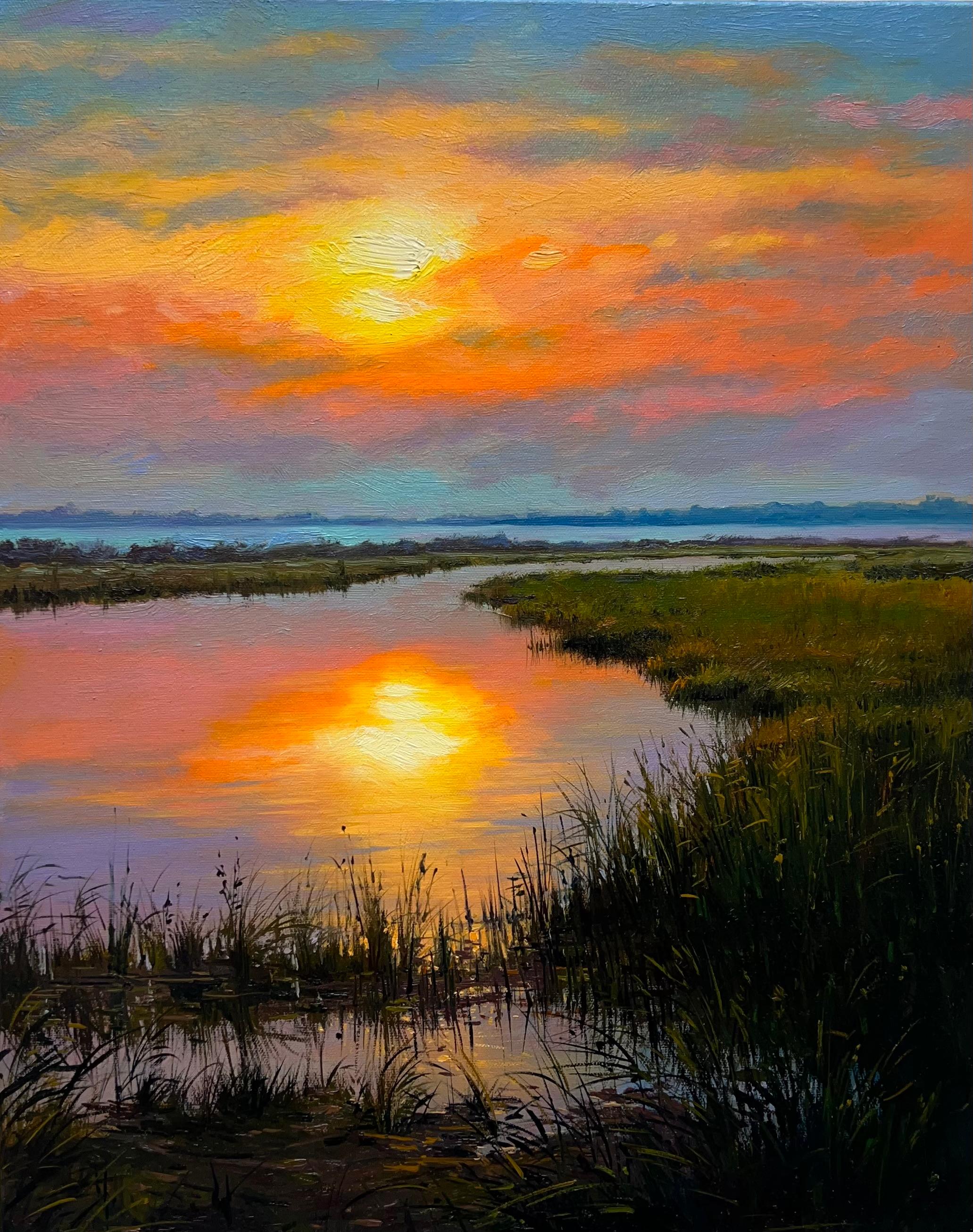 Sunset Reflections, Oil Painting - Art by Jose Luis Bermudez