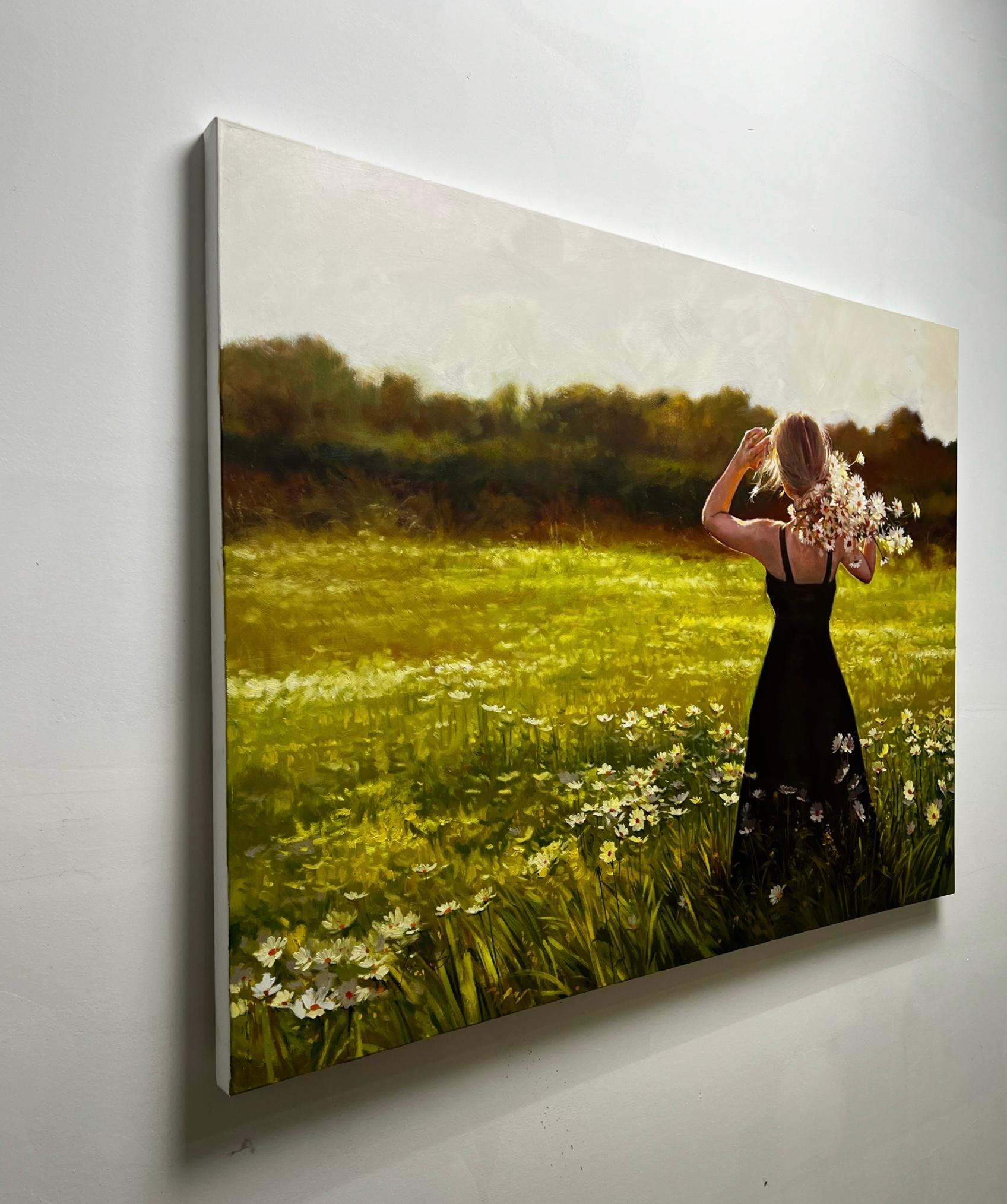 The Happiness of Each Flower, Ölgemälde – Painting von Jose Luis Bermudez