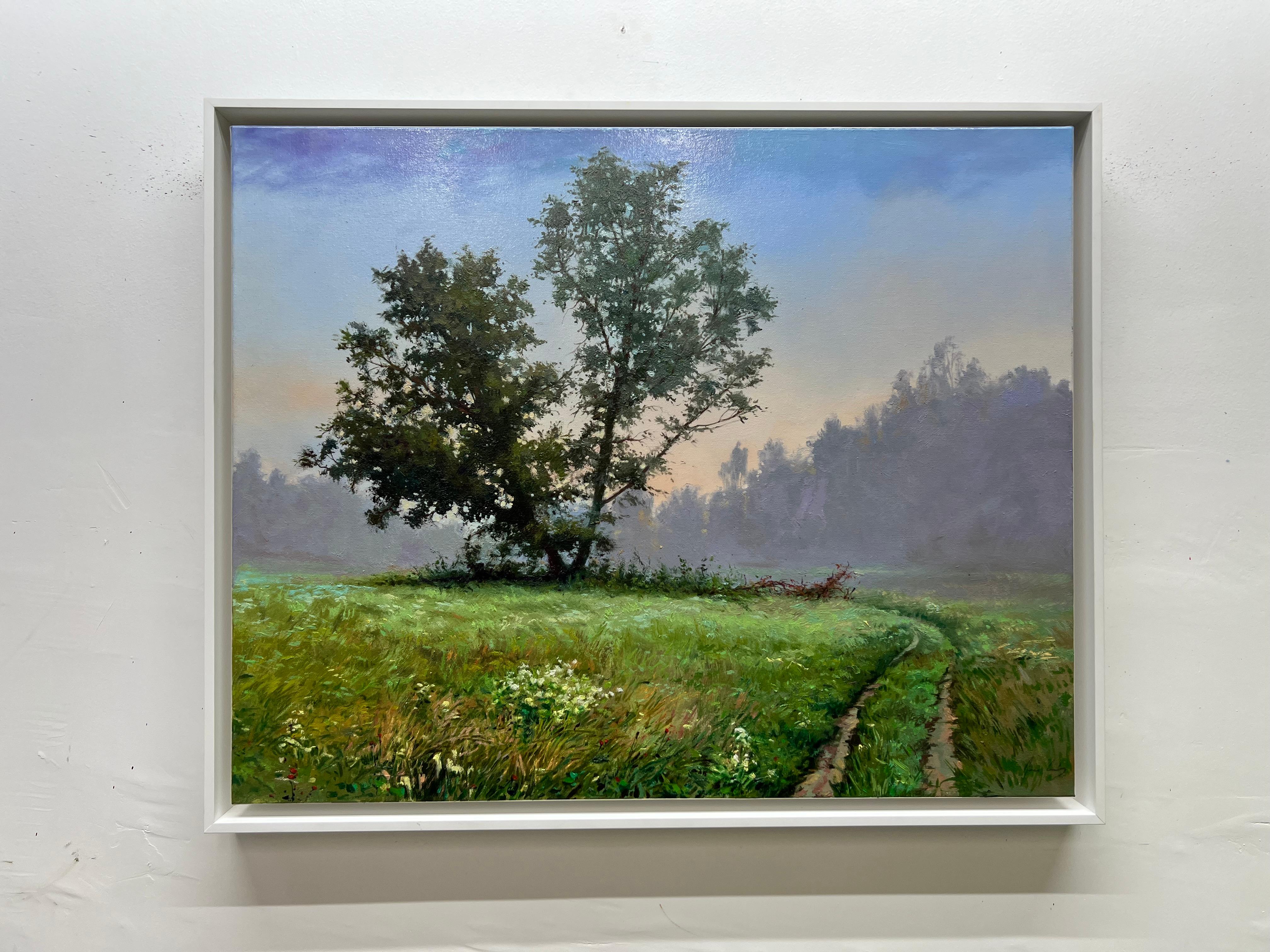 <p>Kommentare des Künstlers<br>Der Künstler Jose Luis Bermudez malt eine realistische Landschaft mit einem klaren Morgenhimmel über einem lebendigen Ökosystem von Pflanzen. Am Horizont warten die Bäume auf das warme Sonnenlicht, während sie langsam