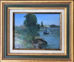 Jucar river Cullera Valencia seascape original oil on board painting