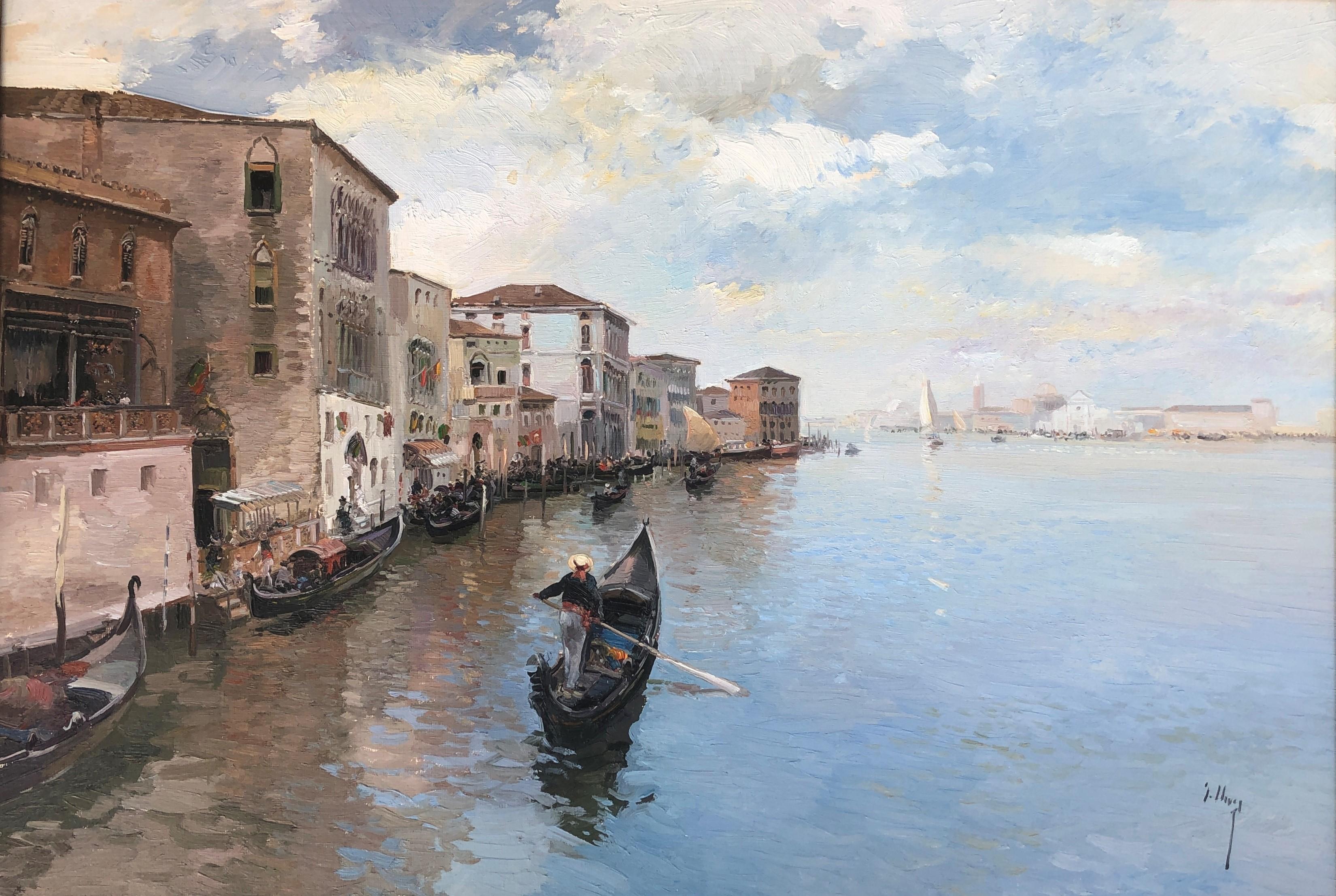 José Luis Checa Landscape Painting - Venice Italy seascape original oil on canvas painting
