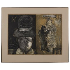 José Luis Cuevas "La Maga" 'The Sorceress' 1972 Gerahmter Druck
