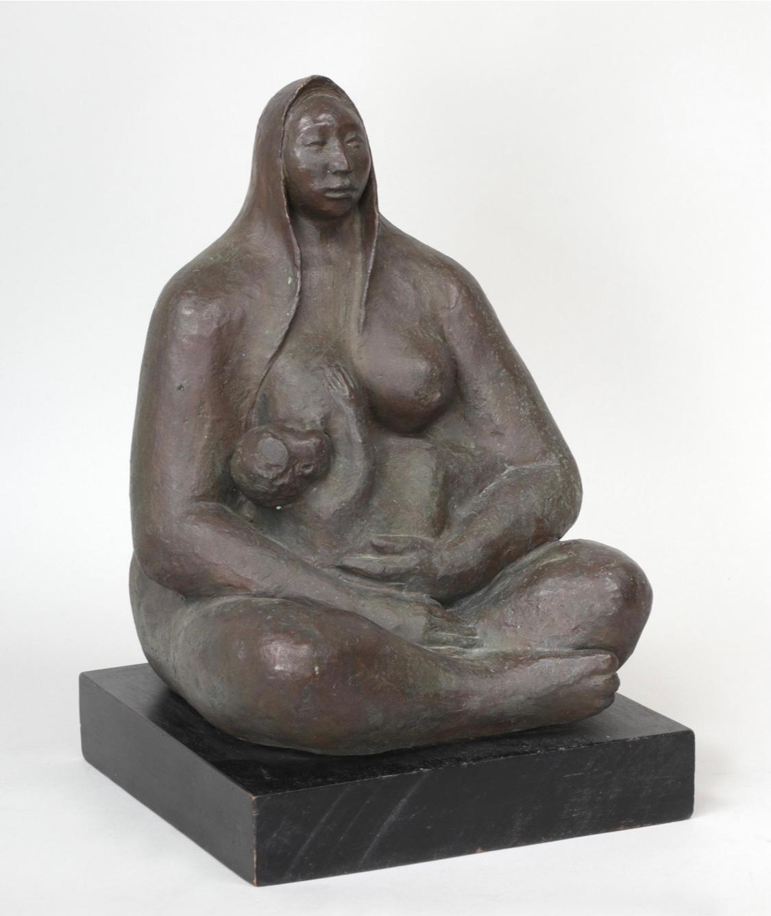 JOSE LUIS CUEVAS (Mexican, 1934-2017), nursing mother and child, 1974, bronze, signed and dated on lower right side. 

Condition: Small scratches  to lower back, some rubbing/patina loss. Sculpture is in good overall condition consistent with age