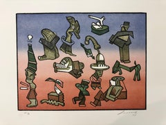 JOSE LUIS CUEVAS, Suite "Sobre la vida I", grabado en madera firmado por un maestro mexicano