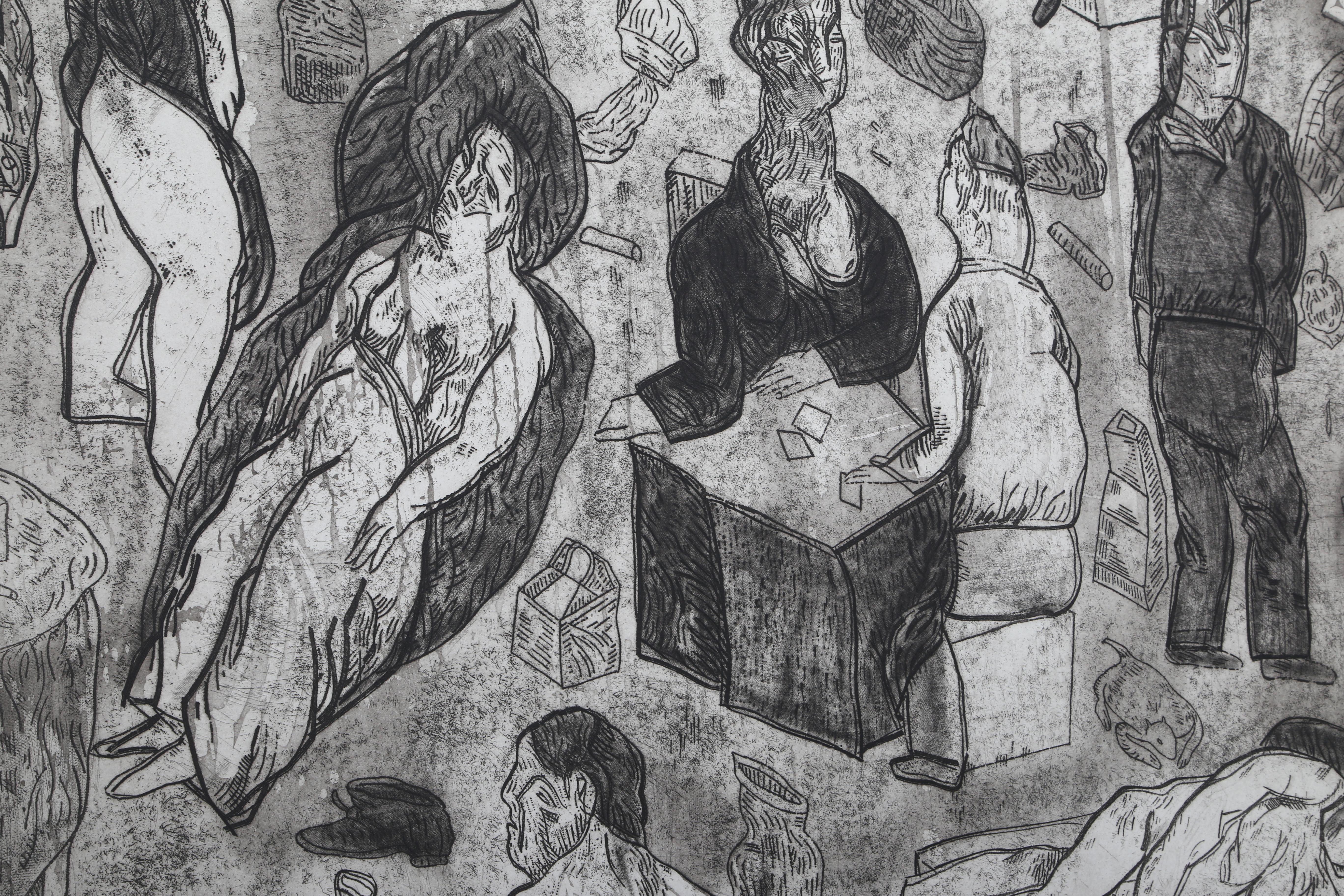 Las Victimas, Signed Surrealist Etching by Jose Luis Cuevas - Print by José Luis Cuevas