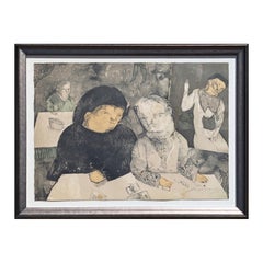 "Papeles de Salazar" Modern Figurative Surrealist Abstract Lithograph Ed. 95/100