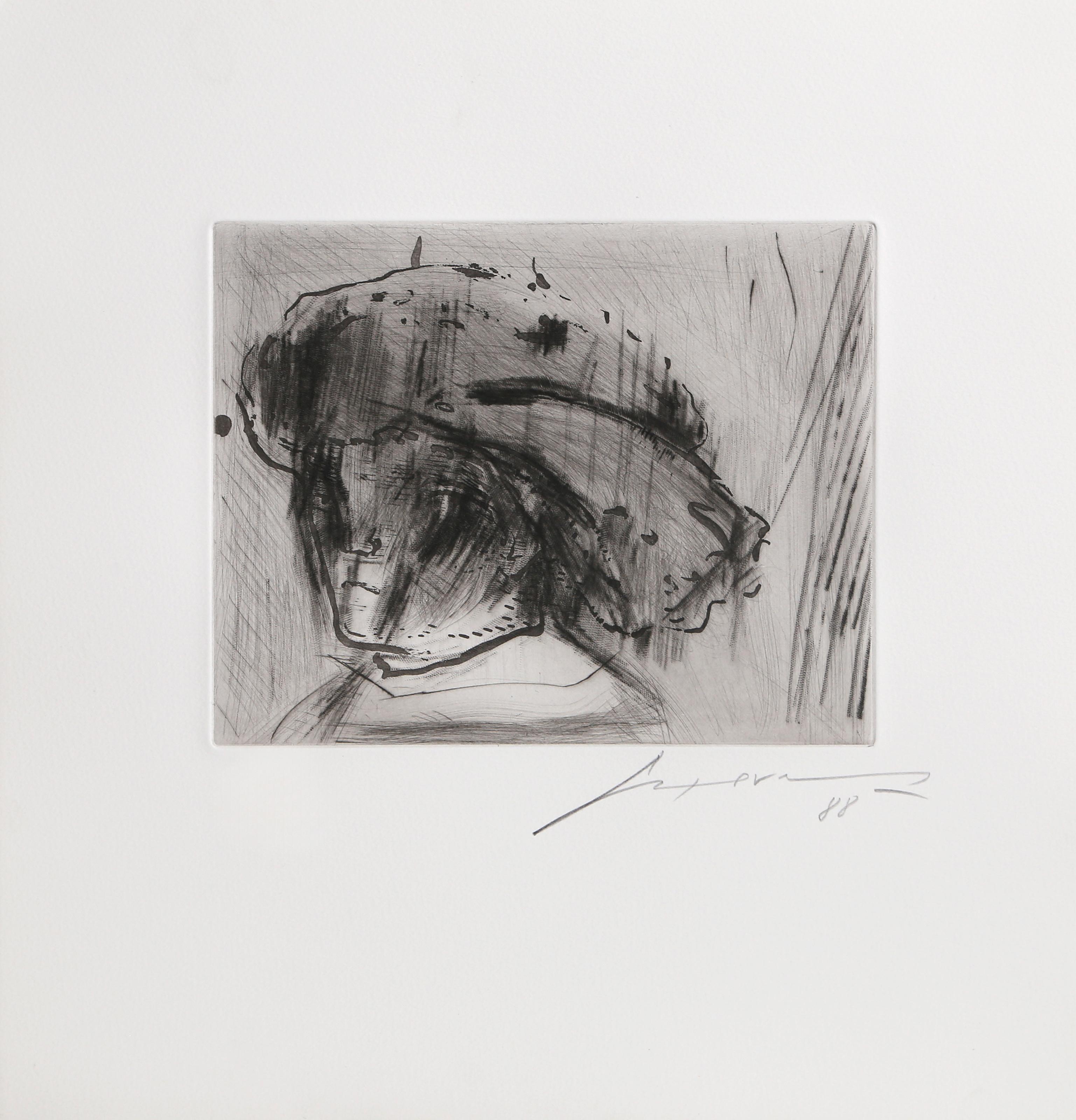 José Luis Cuevas Portrait Print - Rembrandt as a Child, Etching by Jose Luis Cuevas