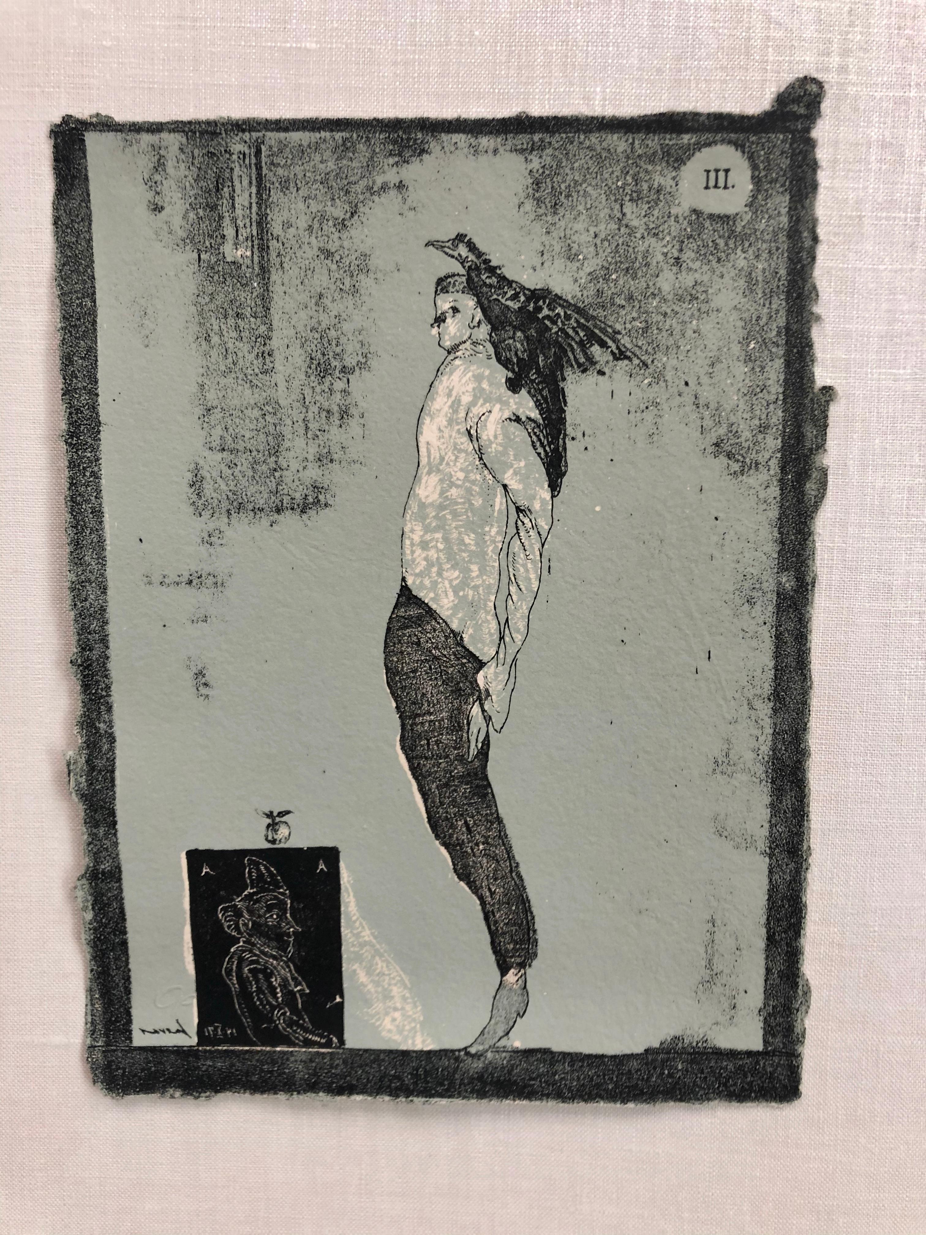 The Magicians Message From Cuevas' Comedies  - Gray Figurative Print by José Luis Cuevas