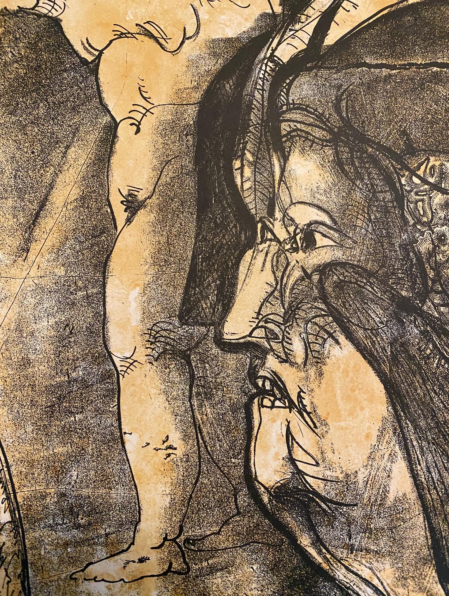 Paper José Luis Cuevas Signed Limited Ed. Mexican Lithograph Lo Feo de Este Mundo III For Sale