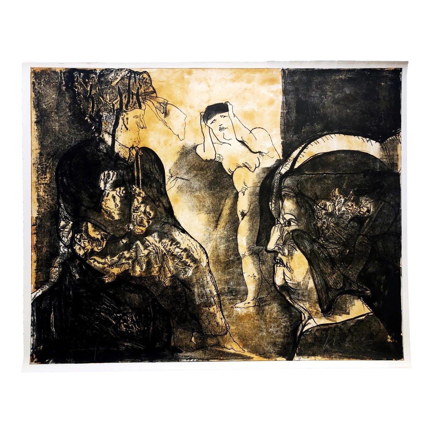 José Luis Cuevas Signiert Limited Ed. Mexikanische Lithographie Lo Feo de Este Mundo III